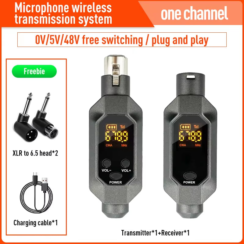 Wired to Wireless Wireless Microphone Converter XLR Transmitter and Receiver Microphone Wireless System for Dynamic Microphone