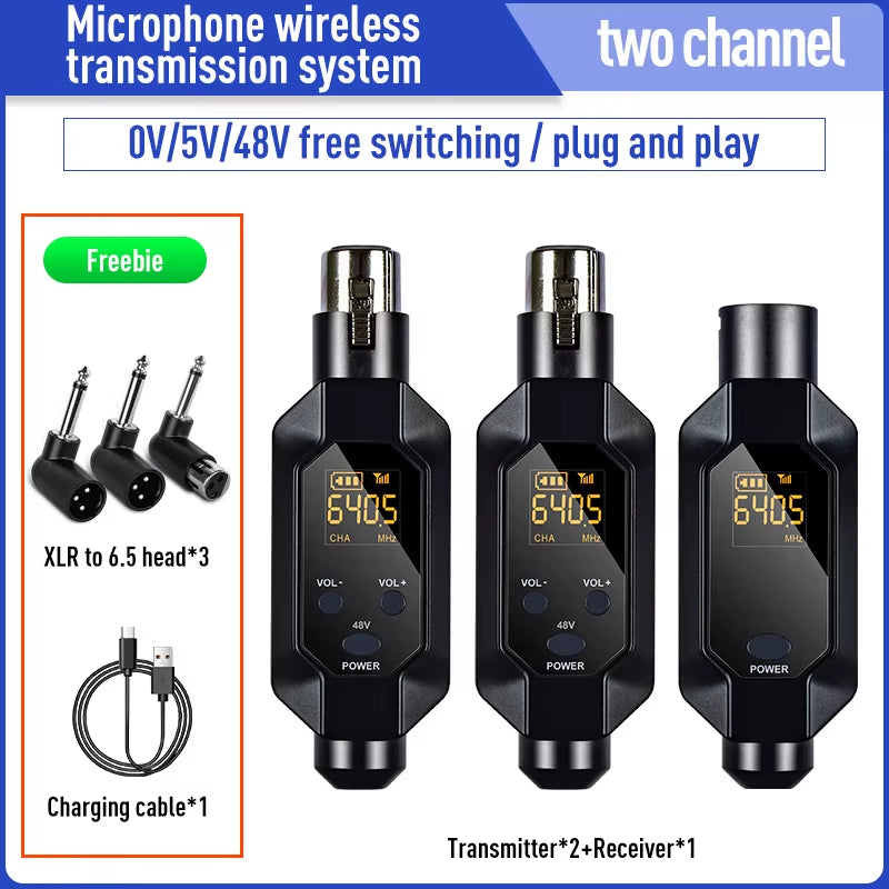 Wired to Wireless Wireless Microphone Converter XLR Transmitter and Receiver Microphone Wireless System for Dynamic Microphone