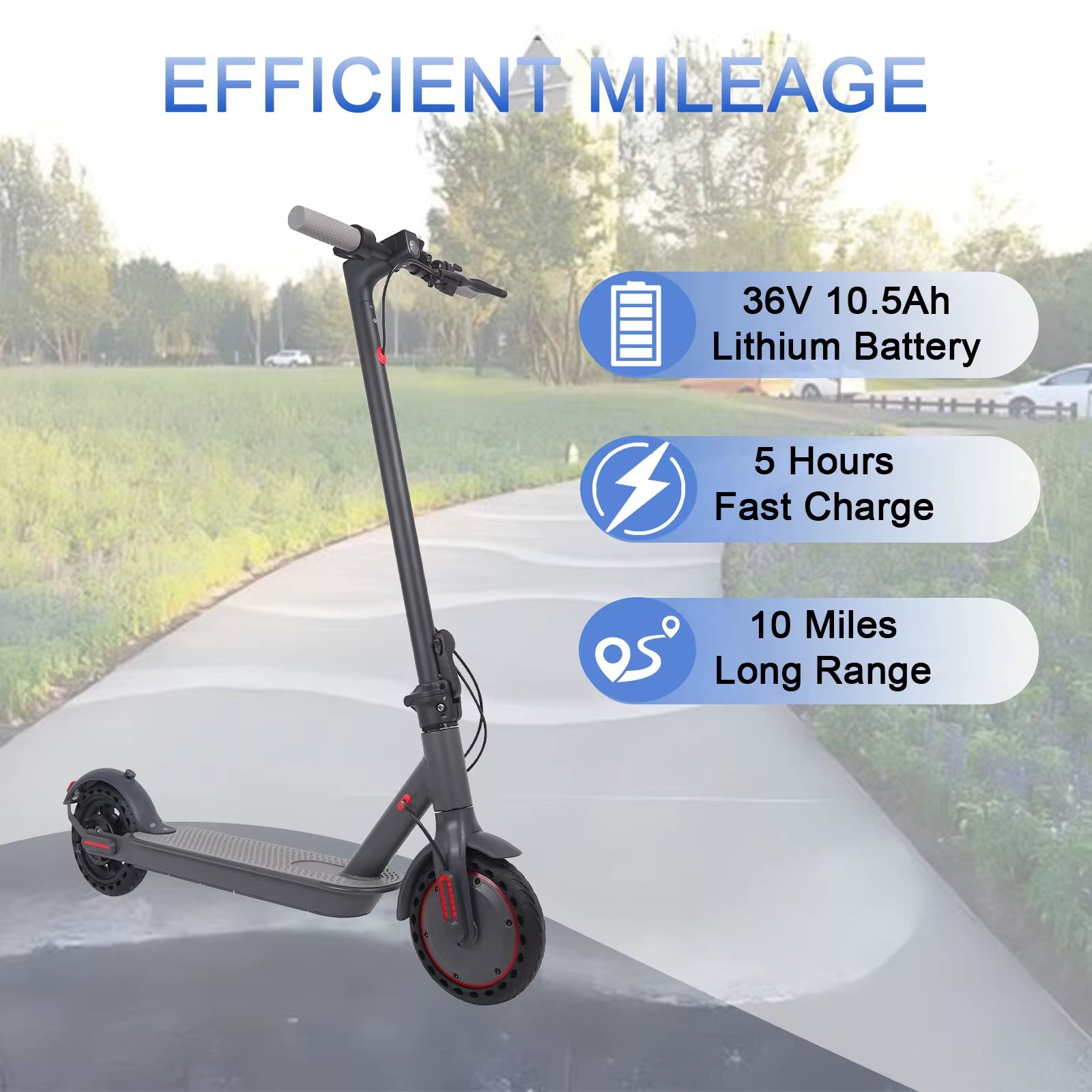 Electric Scooter 350W 10.5Ah 36V Waterproof and Shock-Absorbing Foldable APP Lock Function E-SCOOTER Local Shipping
