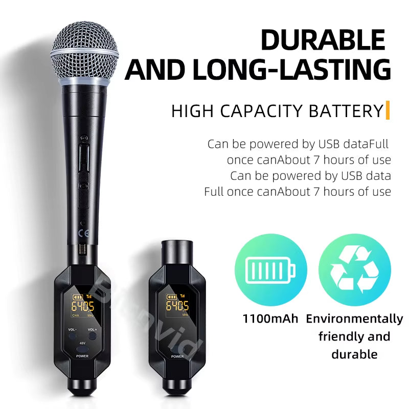Wired to Wireless Wireless Microphone Converter XLR Transmitter and Receiver Microphone Wireless System for Dynamic Microphone