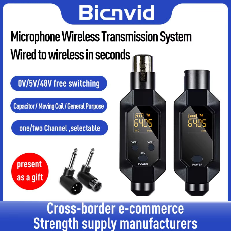 Wired to Wireless Wireless Microphone Converter XLR Transmitter and Receiver Microphone Wireless System for Dynamic Microphone