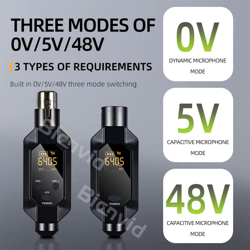 Wired to Wireless Wireless Microphone Converter XLR Transmitter and Receiver Microphone Wireless System for Dynamic Microphone