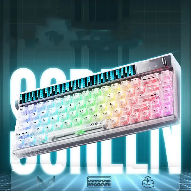 Tri-Mode Wireless Transparent 68-Key Mechanical Keyboard