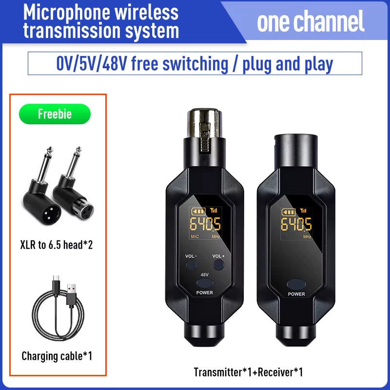 Wired to Wireless Wireless Microphone Converter XLR Transmitter and Receiver Microphone Wireless System for Dynamic Microphone