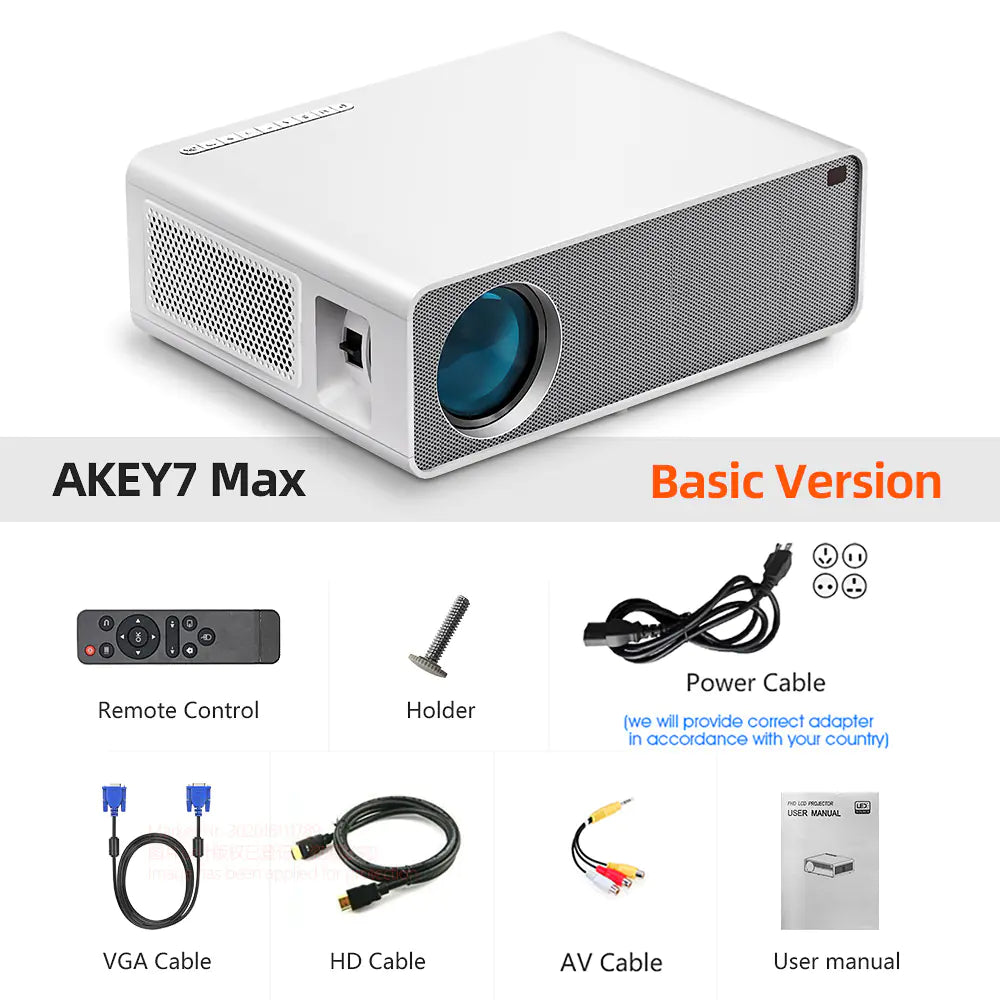 AKEY7 1080P LED Projector 7500 Lumens 4K Support
