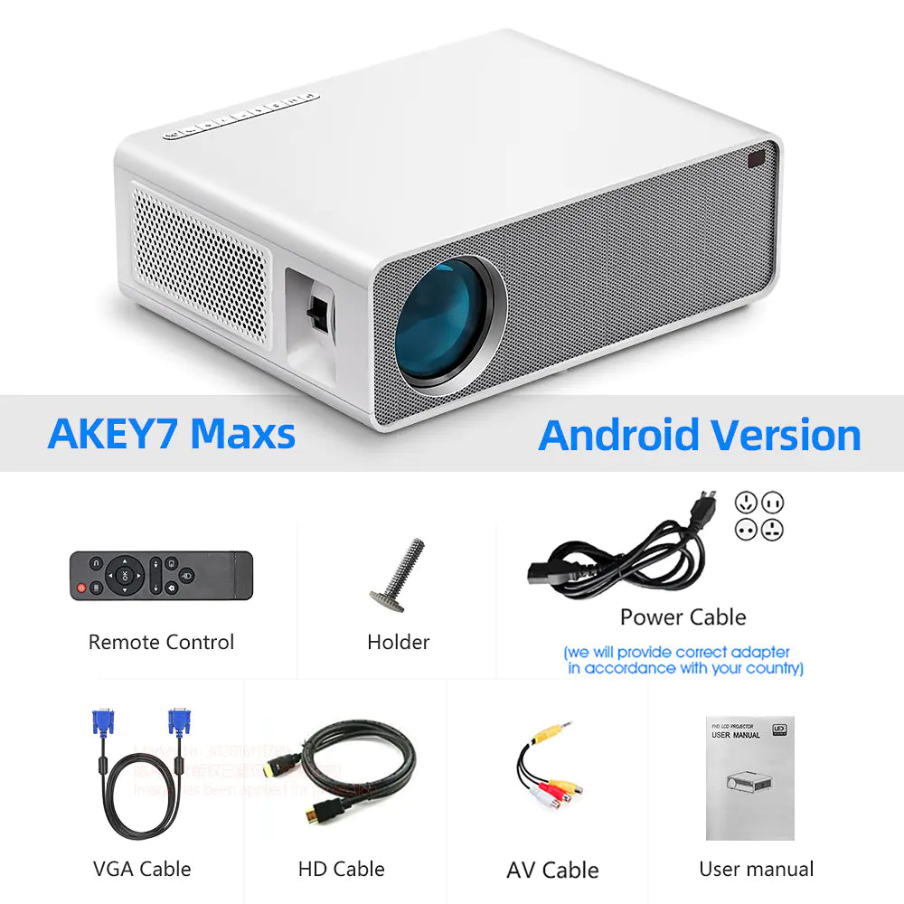 AKEY7 1080P LED Projector 7500 Lumens 4K Support
