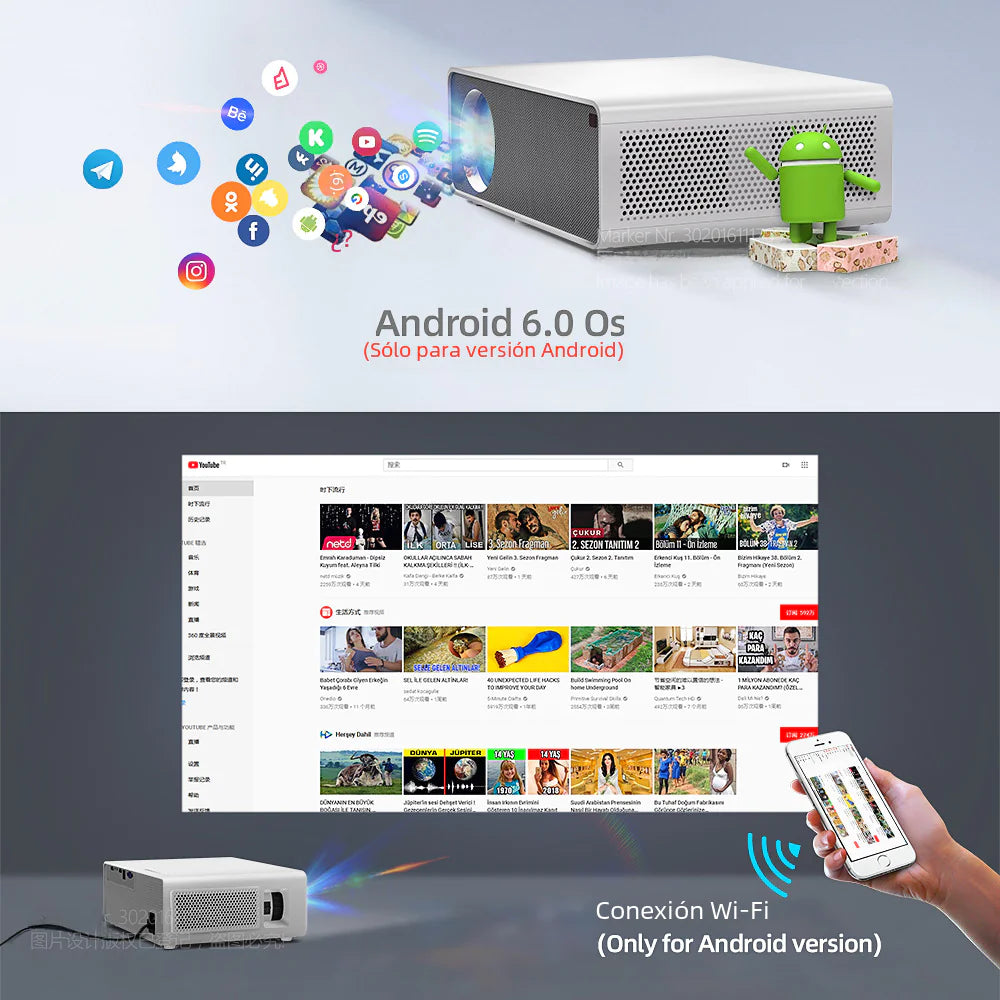 AKEY7 1080P LED Projector 7500 Lumens 4K Support